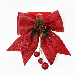 Christmas Tree Decoration Bowknot 5 Colors Bowknots With Bell Xmas Decor Hanging Wedding Festival Party Ornament Props Bow BH4977 TYJ