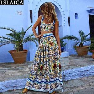 Abito da festa estivo senza maniche stampa moda bohémien elegante vintage femme streetwear scava fuori donna sexy 210515