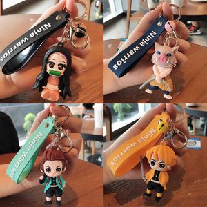 Anime Demon Slayer Cartoon Keychain Brinco Blade of Ghost Portachiavi Girocollo Kamado Tanjirou Stessi gioielli Fans Brelok Pin Gift G1019