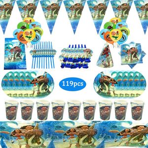 Disposable Dinnerware 119pcs Theme Kids Girl Tableware Set Birthday Party Decoration Paper Cup Plate Napkin Flag Festival Supplies