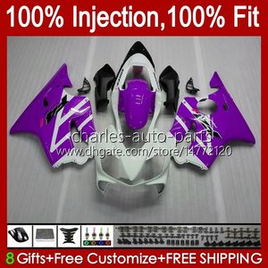 OEM BODY FÖR HONDA CBR600F4I F4 I CBR600FS 01-03 Bodywork A6NO.182 CBR 600F4I 600 F4I FS CC 2001 2002 2003 CBR600 F4I 600CC 01 02 03 Injektionsform Fairing Lila Vit Blk