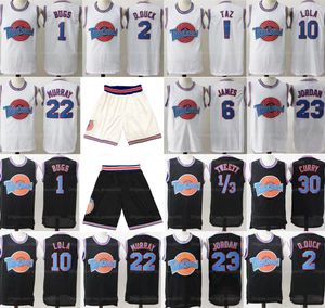 Space Jam Jersey Movie Tune Squad Pantaloncini da basket James Michael Curry Looney Daffy Duck Bill Murray Lola Bugs Bunny TAZ Tweety Stitched Bianco Nero Alta qualità