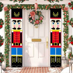 Nutcracker Soldier Christmas Door Banner Ornament Santa Claus Merry Decorations For Home Navidad Gift Year 2022 211018
