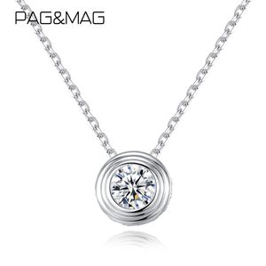 Pagmag Naturalny malachit Okrągły wisiorek Neckalce 925 Sterling Silver Cyrkon Choker Naszyjnik Fine Jewelry Collares Mujer Sn0079