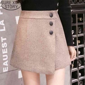 Winter and autumn women shorts solid button Zipper high waist for Shorts Skirts elegant black 7635 50 210506