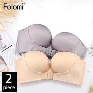 Front Zamknięcie Sexy Push Up Bez Ramiączek Bras Dla Kobiet Niewidzialny Biustonosz Bielizna Brassiere Bez Szwu Bralette ABC Cup 210623