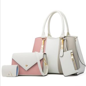 Fashion PU ladies tote bags color matching design large capacity female handbag outdoor leisure 4-piece set womens shoulder bag