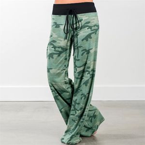 Baggy Solta Calças Femininas Calças Femininas Sports Camo para Mulheres Calças Plus Size Larga Perna Palazzo Sweatpants Verde 210925