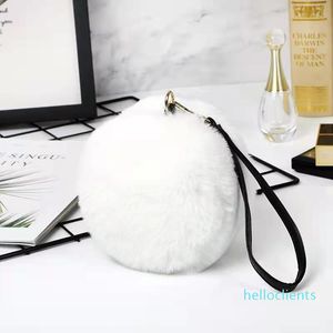 5pcs Coin Purses Winter Women Plush Round Shaped Small Wallet With Keychain Mix Color