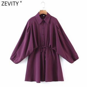 Kadın Moda Katı Renk Batwing Kol Elastik Bel Gömlek Elbise Femme Chic Kimono Vestido Casual Bez DS4912 210416