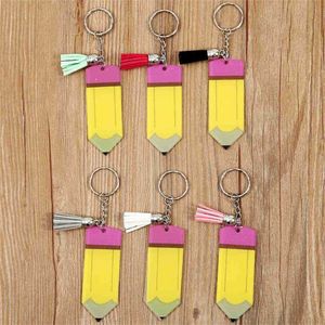 Personalized Blank Letters Tassel Key Ring Teacher's Day Gifts Pencil Key Chain Acrylic Student Children's Keychains Favor Festival Access G72KX5P