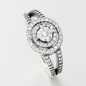 Autêntico 925 Sterling Silver CZ Diamond Ring com caixa original para anéis de casamento de Pandora Conjunto de jóias de noivado
