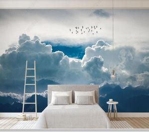 壁紙Papel de Paredeノルディック抽象的なモダンな雲空3D壁紙 リビングルームテレビ壁寝室の家の装飾バー壁画