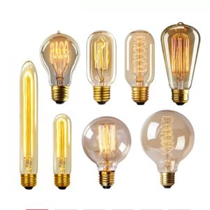 2022 New Retro Edison Bulb E27 220V 40W ST64 G80 G95 G125 앰플 빈티지 Edison 전구 백열 램프 필라멘트 전구 홈 장식