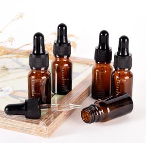 10ml Empty Glass Essential Oils Dropper Bottles In Refillable Mini Amber Droppers Container Liquid Bottle SN4063