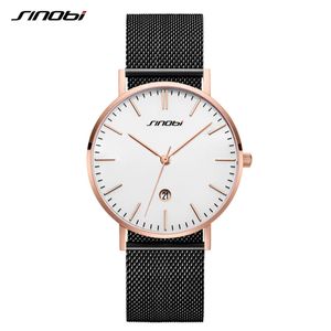 Sinobi High Quality Luxury Men's Business Watches Male Date Sport Military Clock Mesh Strap Quartz Classic Watch Gift Relogio Q0524