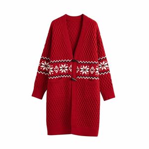 Maglione invernale da donna e cardigan a maniche lunghe con punto aperto fiocco di neve Natale giacca in maglia cappotto poncho 210430