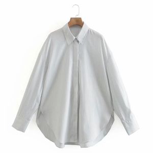 Fashion Women Turndown Collar Striped Loose Shirt Female Long Sleeve Blouse Office Lady Tops Blusas S8582 210430