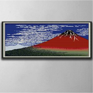 Fuji, Berge bei klarem Wetter, handgefertigte Kreuzstich-Bastelwerkzeuge, Stickerei-Nadelarbeitssets, gezählter Druck auf Leinwand, DMC 14 CT/11 CT