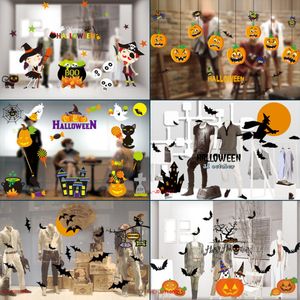 Halloween Stickers Static Glass Sticker Removable Windows Window Decorations Personality Creative Props Wall 17 styles 2021