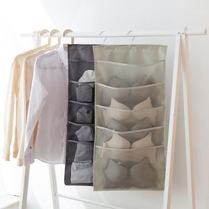 Storage Bags Fabric Wall Door Hanging Bag Double Side Underwear Bra Socks Sorting Bedroom Wardrobe Home Organizer