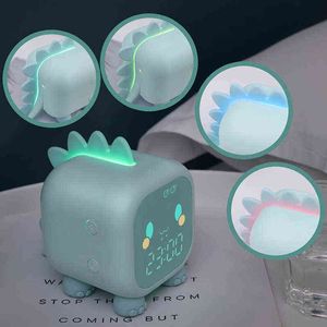 Kids Cute Dinosaur Digital Alarm Clock for Children's Bedroom Clock Sleep Bedside Wake Up Night Light Desktop Decoration 211111