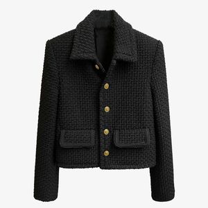 HIGH STREET Fashion Designer Jacke Damen Wollmischungen Vintage Tweed Kurzmantel 210521
