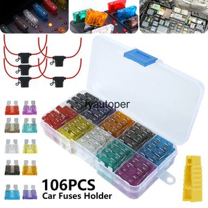 106Pcs Standard Car Fuses Holder Waterproof Blade Replacement Kit 100 Auto Micro 5 Inline