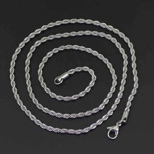 2021 Halsband Twist Chain Titanium Steel Mäns Trendiga Enkla Stainless Steels Hip-Hop Halsband Smycken Kedjor Present Bulk