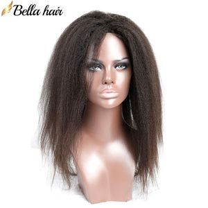 BELLAHAIR Kinky Gerade Spitze Frontperücken Für Schwarze Frauen Brazlian Human Jungfrau Haarperücken Vorgepuckte Medium Kappe 130% 150% 180% Dichte