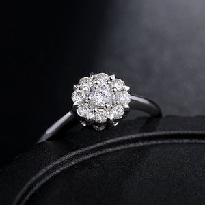 kvinnor engagemang bröllop brudringar band justerbar silver blommor diamant ring mode smycken vilja och sandig