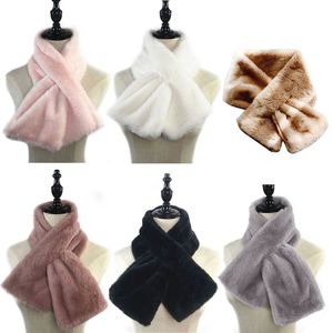 15x90cm Women Winter Thicken Plush Faux Rabbit Fur Scarf Solid Candy Color Collar Shawl Neck Warmer Shrugs Knitted Neckerchief