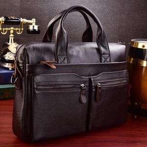 Business-Laptop-Reise-Aktentaschen aus echtem Leder, hochwertige Messenger-Handtaschen aus Rindsleder