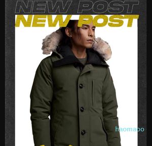 Lüks-Erkek Kış Aşağı Ceketler Mont Homme Açık Jassen Kurt Kürk Kapüşonlu Fourrure Manteau Kanada Ceket Doudoune Parka Klasik Sıcak Giyim