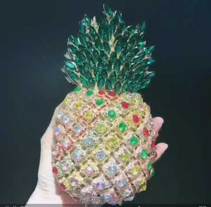 Kvällspåsar lyxiga ananas kristall handväskor parti diamant kvinnor brudtärna rhinestone kopplingar kvinnlig bankettkoppling handväska telefonväska