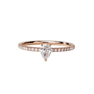 100% 925 Sterling Silver Pear Cut Created Moissanite Wedding Engagement Rose Gold Simple Ring Women Fine Jewelry