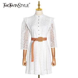 Elegant Plaid Women Dress O Neck Lantern Long Sleeve High Waist With Sashes Mini Ruched Dresses For Female Clothing 210520