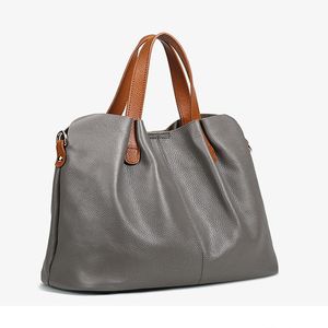 Leder Damentaschen Mode Kontrastfarbe erste Schicht Rindsleder Muttertasche große Tasche Schulter Messenger Handtasche