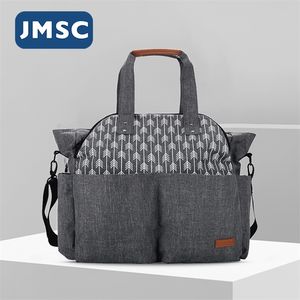 JMSC Fashion Mummy Maternity Nappy Messenger Bag Stora Kapacitet Travel Nursing Blöja Multifunktion Vattentät Utomhusvagn 211025