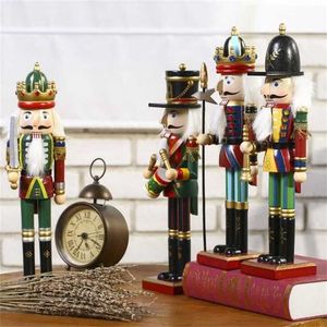 Nutcracker de madeira soldado figurines ornamentos 30cm fantoche desktop artesanato crianças presentes decorações de Natal para casa 211108