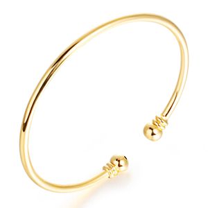 Bride Wedding Gift Traditional Lady Jewelry Round Belly Smooth Face Bracelet Copper Plating Gold Bracelet Q0720