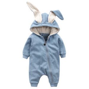 Cute Rabbit Ear Hooded Baby Pagliaccetti per neonati Ragazzi Ragazze Vestiti nati Abbigliamento Costume infantile Marche Tuta Outfit 211011