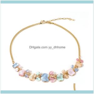 Hänge hängsmycken juvelrypendant halsband smycken mode blomma halsband multi färg dropp olje tröja kedja kvinnlig benben grossist