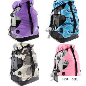 Backpack Skates Skating Shoes Boots Carry Bag Durable Multi-pocket Sports Rucksack Unisex