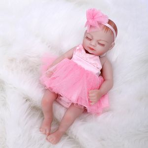 28cm Mini Weiches Silikon Vinyl Realistische Reborn Baby Mädchen Puppe Schließen Augen Für Kind Geburtstag Weihnachtsgeschenk