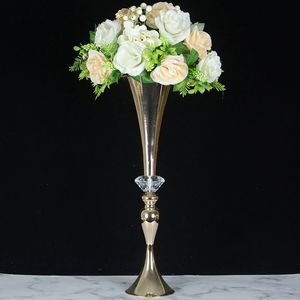 Decoração de casamento alta flor de flor de metal trombeta vasos Centerpieces para mesa de casamento festa de evento decoração de natal