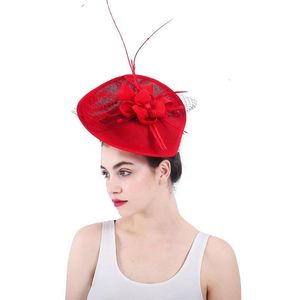 Wholesale vintage bridal hats resale online - Stingy Brim Hats Feather Cap Lady Cocktail Dinner Party Fedoras Wedding Bridal Mesh Veil Vintage Sombreros Chapeau Fascinators Hat M65