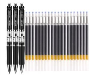 Gelpennor penna inf￤llbara skolkontor levererar 0,5 mm 3 st/svart stor kapacitetskulpunkt utbytbar p￥fyllning st￥ng