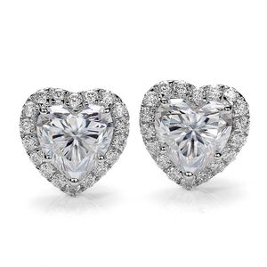 Dames trendy 1.0ct hartvormige prachtige d kleur zirkoon klassieke diamant oorbellen voor vrouwen