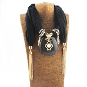 Pendant Jewelry For Scarves al por mayor-Bufandas Bohemia Moda Musulmán Bufanda Neckalce Crystal Cuadrado Colgante Mujer Tassel Collares Joyería